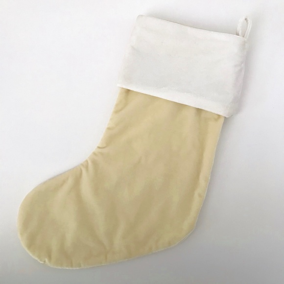 Holiday Stocking White Cream Gold Velvet - Picture 2 of 6
